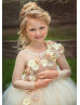 Ivory And Beige Tulle Flower Girl Dress